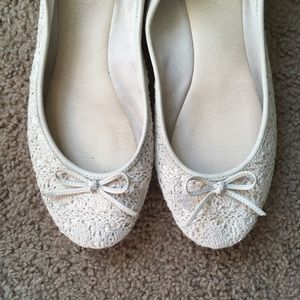 White Lace Ballet Flats